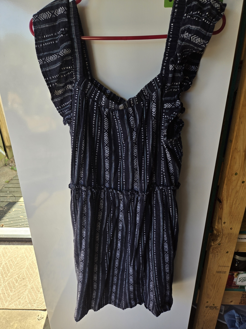 Time and Tru Blue and White Patterned Sleeveless Dress